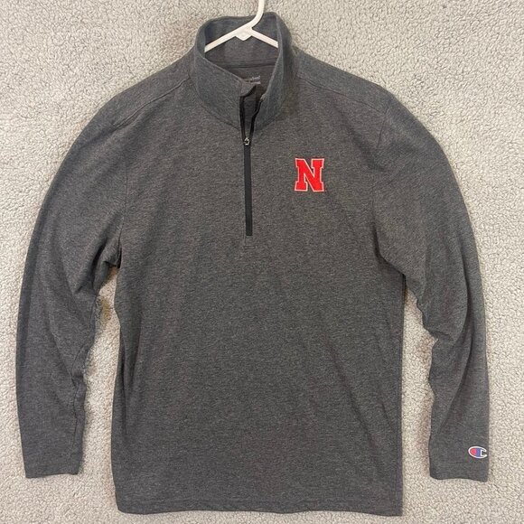 Champion Nebraska Cornhuskers Quarter 1/4 Zip Men’s Small Grey Long Sleeve Shirt - Picture 1 of 10